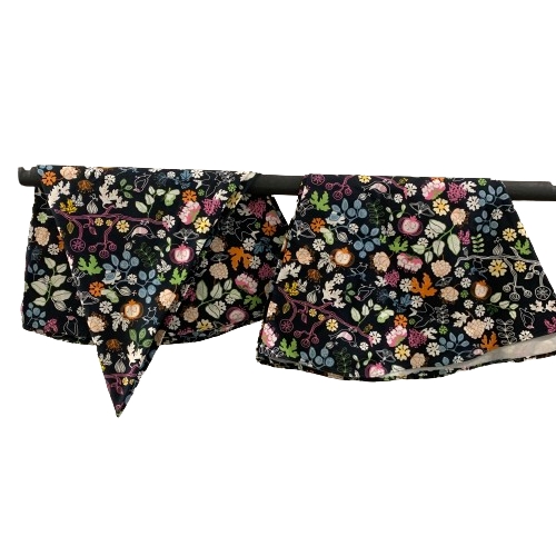 Dukar 2st ca 167cm Tyg Svart Blommigt Runt