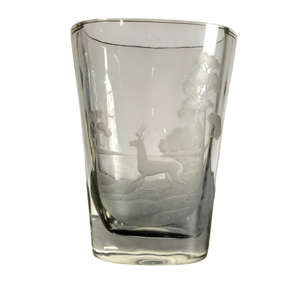 Ljungarumsglas Vas Signerad Gravirad Vintage Retro