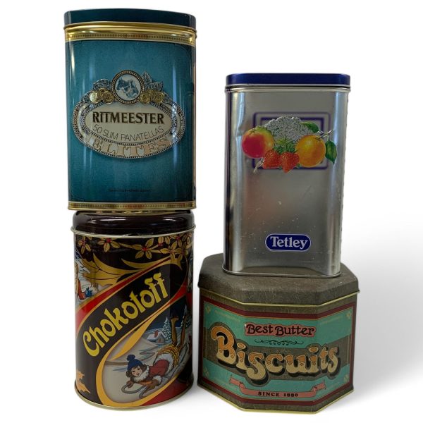 Plåtburkar 4st Burk Plåt Tetley Ritmeester Chokotoff Best Butter Biscuits