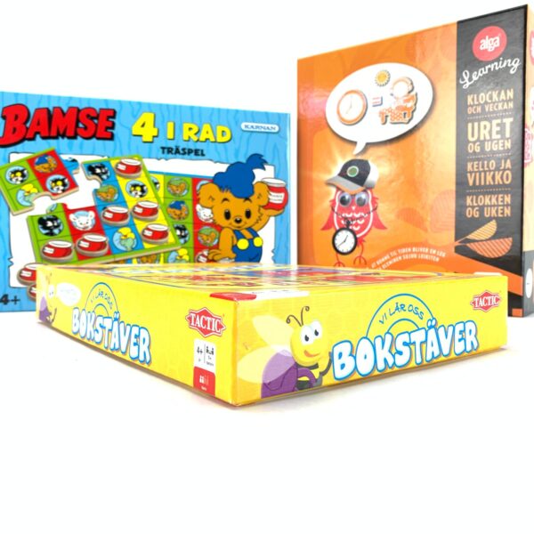 Barnspel, Bokstäver, Bamse 4 i rad, Klockan & veckan