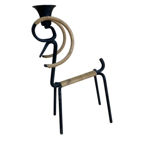 Julbock Ljusstake Bock Smide Svart 17cm Ljushållare