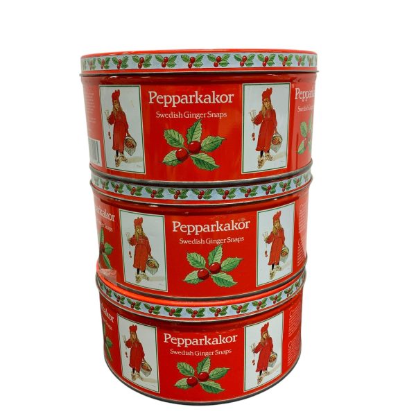 Carl Larsson Collectors Tin Pepparkaksburkar 3 st Röd Plåtburk Burk
