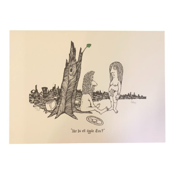 EWERT KARLSSON Har Du ett äpple Eva? Färg Litografi Signerad EWK Numrerad 215