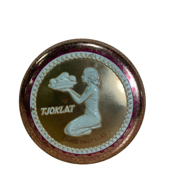 Tjoklat Camée pastilles Plåtburk 12cm Vintage Ask Burk Godisburk