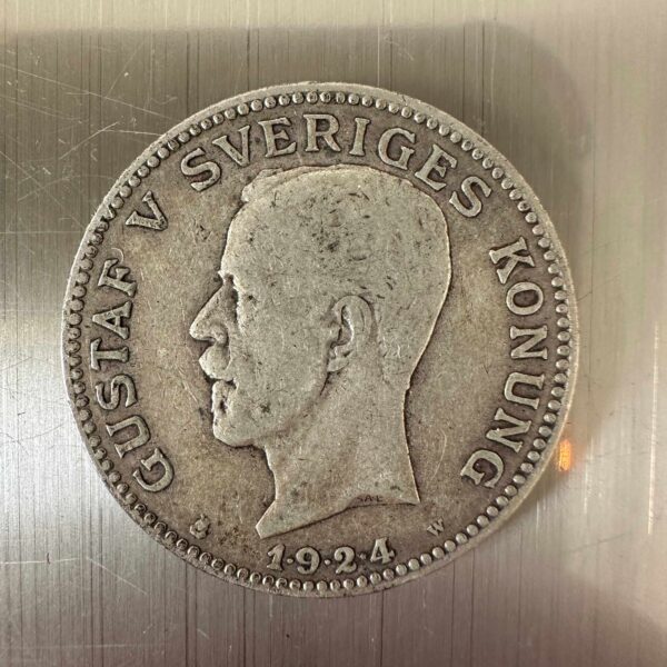 1 kr 1924 En Krona Svenskt Äldre Silver Samlarmynt 1kr Samlar Mynt Enkrona