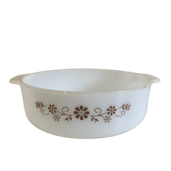 Pyrex Form Vit Glas Retro Bruna Blommor 22cm