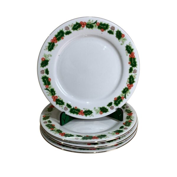 China 4st Assietter Mistel 18cm Vintage Jul Julporslin Grön Röd