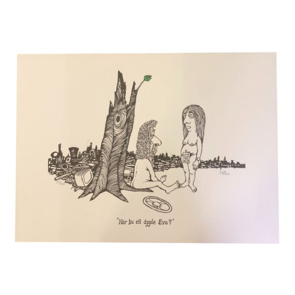 EWERT KARLSSON Har Du ett äpple Eva? Färg Litografi Signerad EWK Numrerad 153