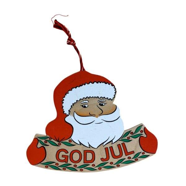 God Jul Träskylt Tomte Jultomte Sweden Skylt 23,5cm