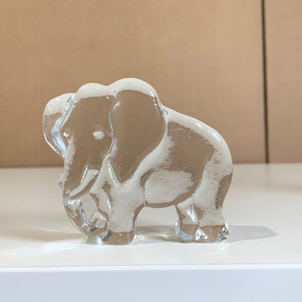 Elefant Glasblock Art Glass Elephant Glasdjur Vintage Plakett i Glas