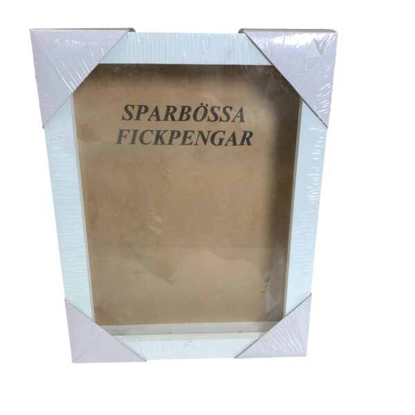Sparbössa Fickpengar Ram Vit 26cm Tavla Pengar