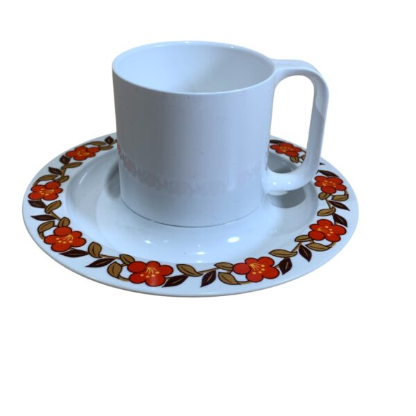 Gustavsberg Ornamin Kaffekopp med Fat Stig Lindberg Plast Vintage Retro