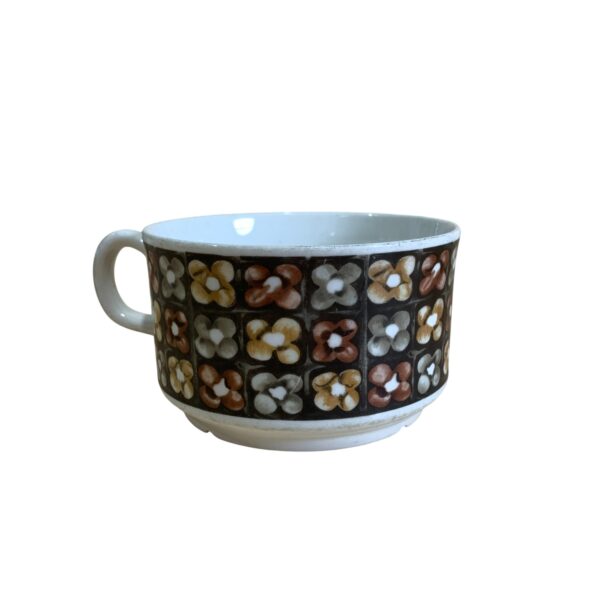 Gefle Porslinsfabrik Mantilj Kopp 10cm Brun Blomma Retro Tekopp