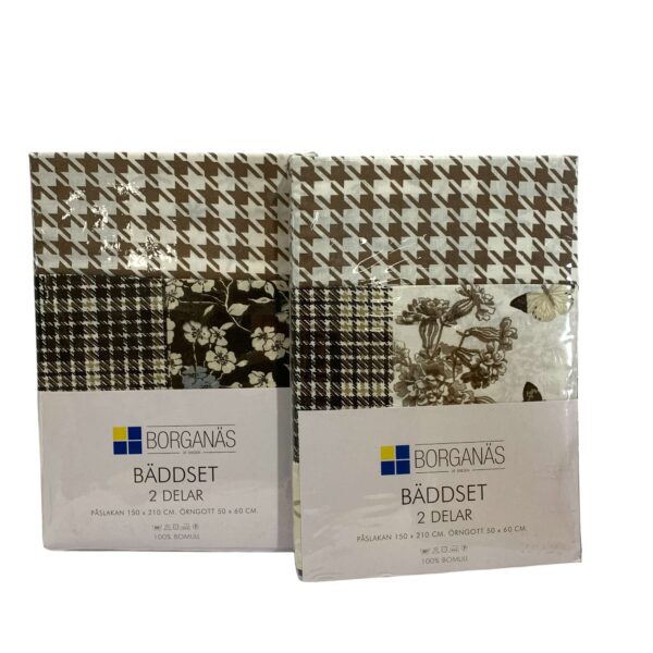 Borganäs of Sweden bäddset i 2 delar Påslakan Örngott Brun