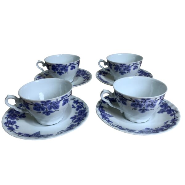 Rheinpfalz Hartporzellan 4st Koppar & Fat Blå Vit