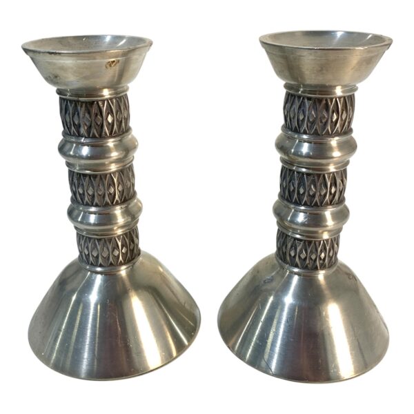 Markstöms Tenn Ljusstake 2st Etikettmärkt Vintage Design Retro Kronljus