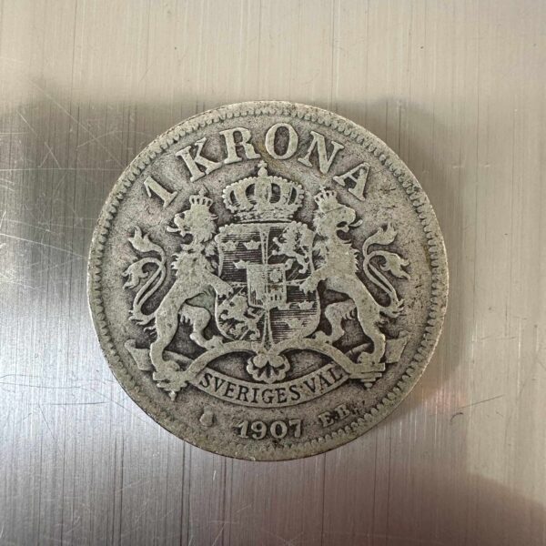 1 kr 1907 En Krona Svenskt Äldre Silver Samlarmynt 1kr Samlar Mynt Enkrona