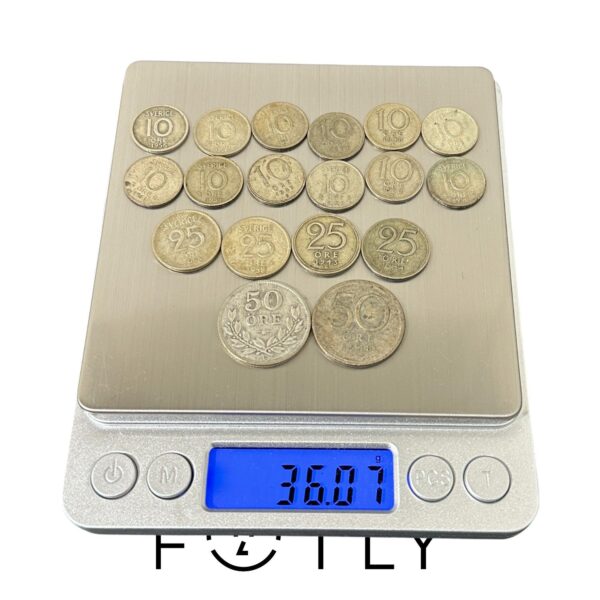 Silvermynt 36g 18 st Svenska Silver Mynt 50 öre 25 öre 10 öre