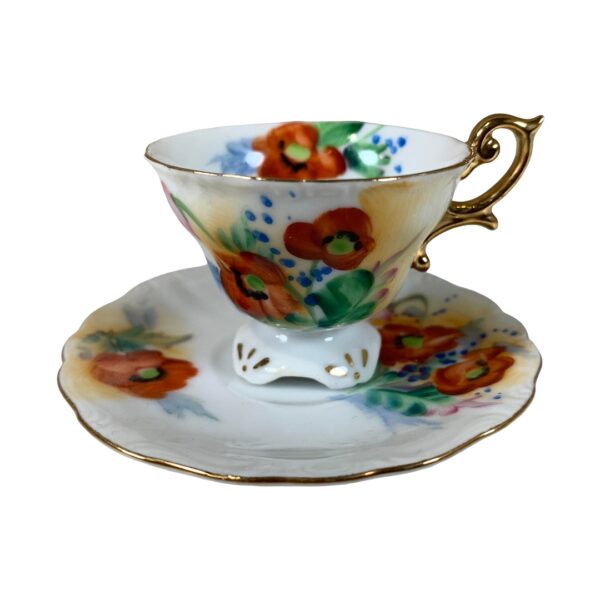 Dockservis Kopp 4cm med Fat Blommigt Stämplad Import Vintage Retro