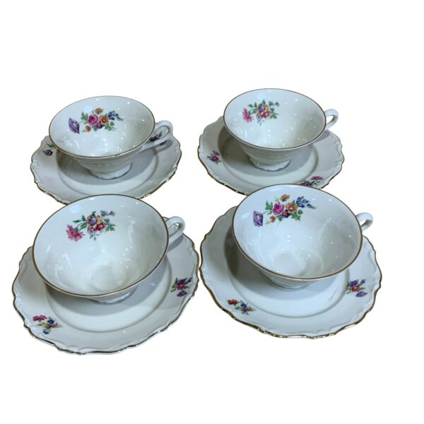 Koppar & Fat 4-delar Beige Blommor Vinatge 10cm