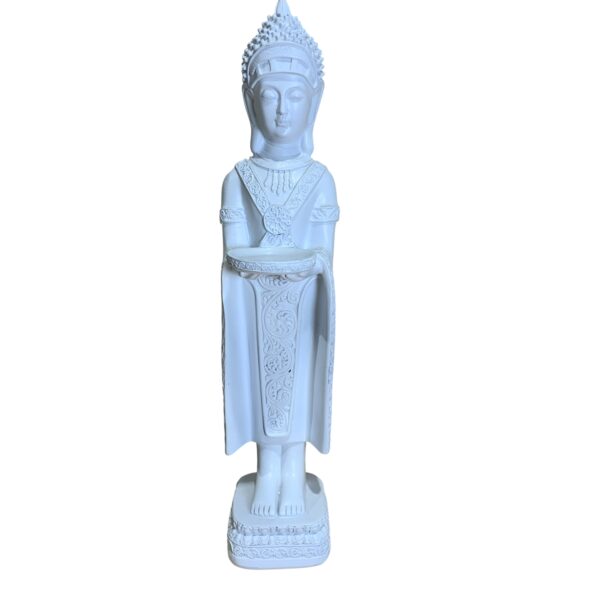 Buddha-staty Ljushållare Vit 48cm Prydnad