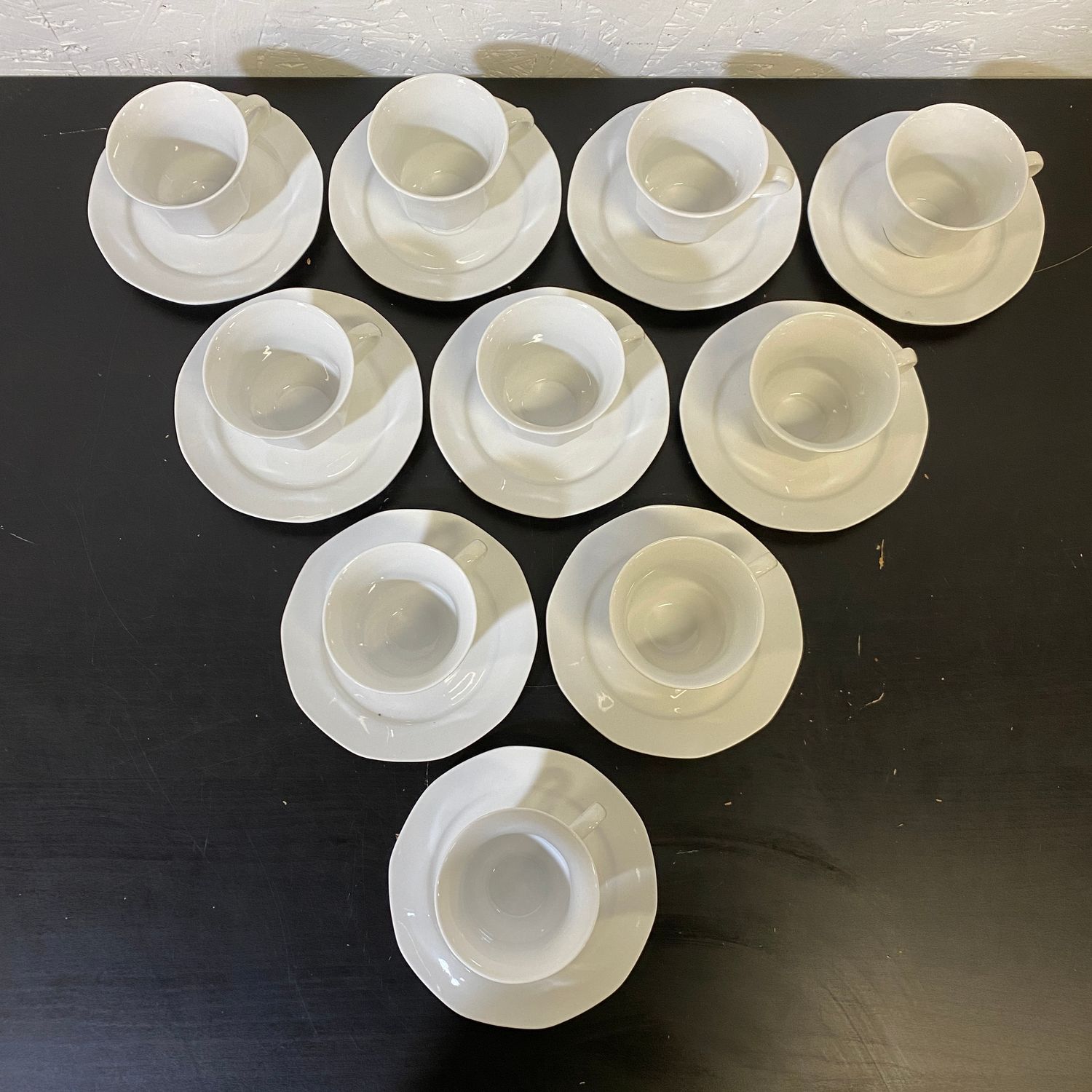 Servis 10-delar Kopp med Fat Porslin Vit Design - Bild 4