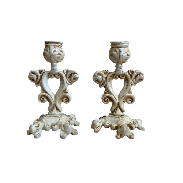 Ljusstakar 2st Vintage Metall Beige Kronljus 14cm