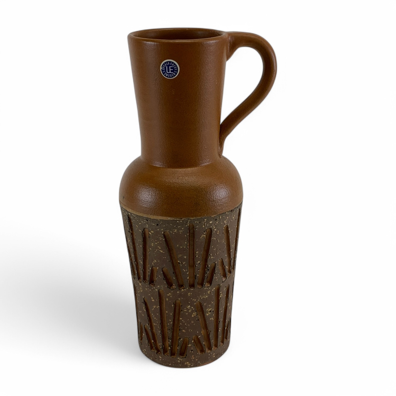 Upsala Ekeby Tokyo Krus Hänkelvas Vas Etikettmärkt Vase 4074M Sweden Retro