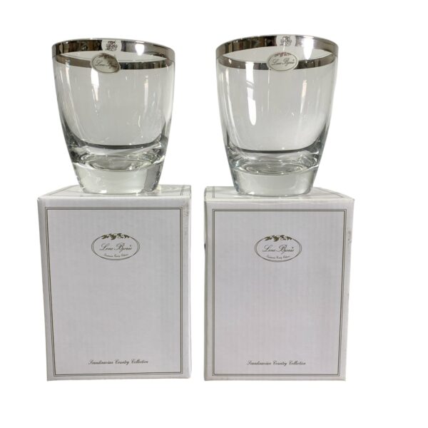 Lene Bjerre Plaza Water Glass 2 st 9cm Glas Silverkant Design Vattenglas
