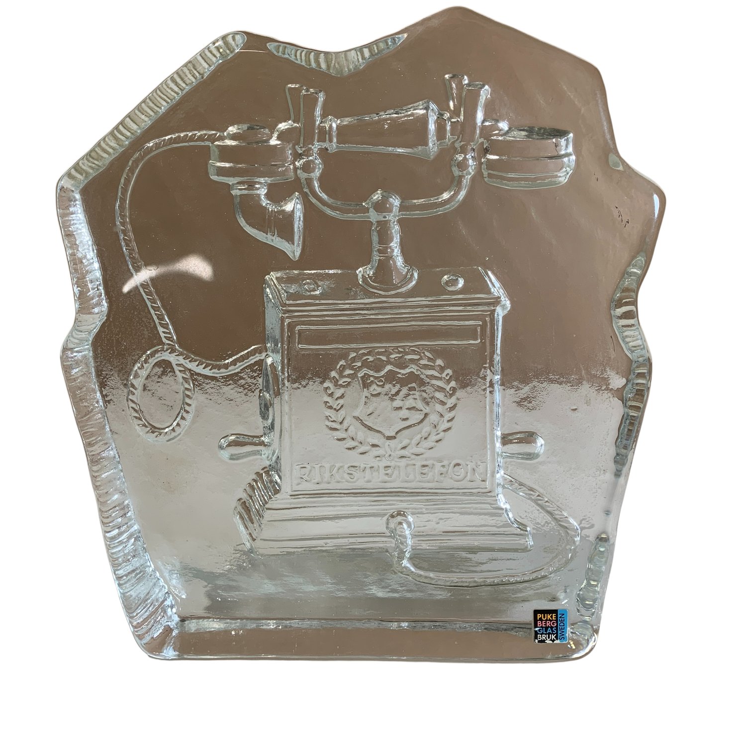 Pukeberg Glasbruk Uno Westerberg Rikstelefon Glasblock 19cm