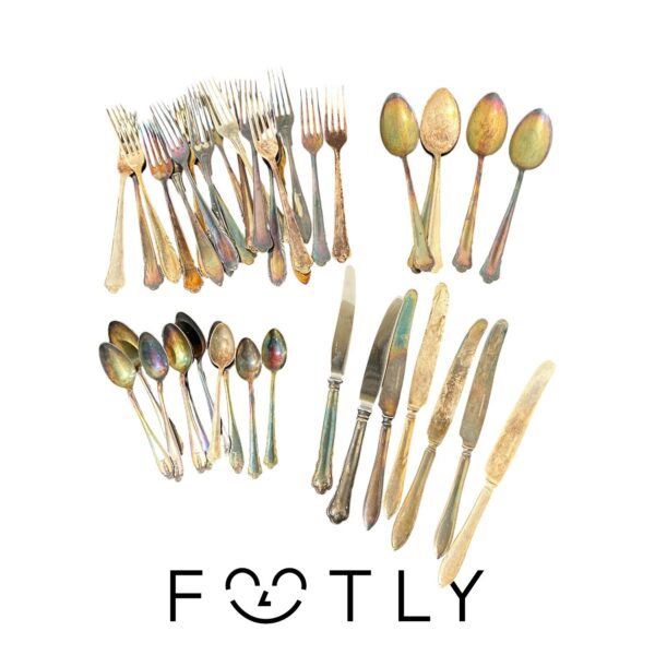 Nysilver Bestick 1,5kg Ny Silver Sked Kniv Gaffel Tesked Stämplade