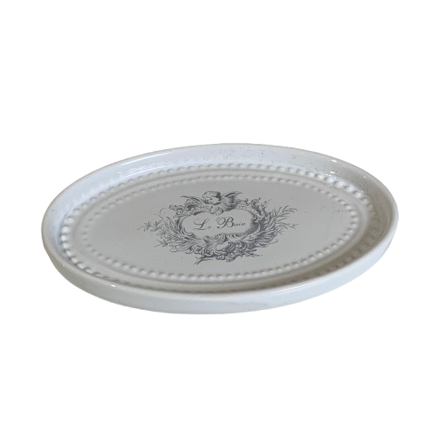 Le Bain tvålfat vit porslin fransk vintage shabby chic badrum fat 16x10 cm