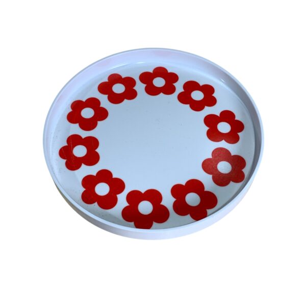 Melamin Blommor Plast Fat 20cm Röd Retro Bricka