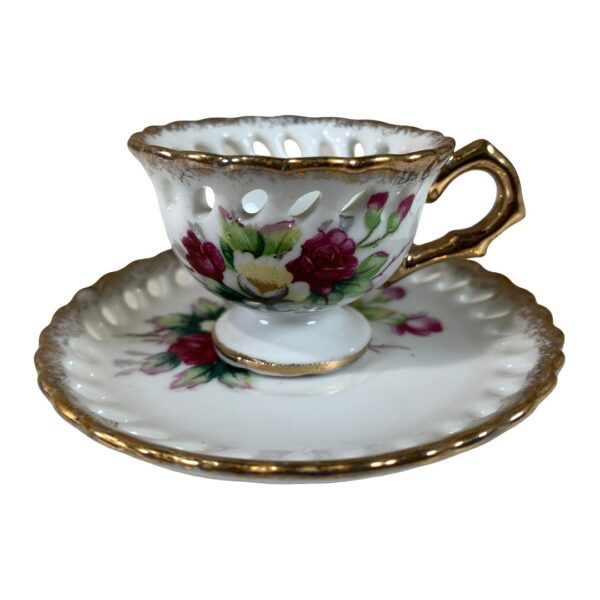 Dockservis Kopp 4cm med Fat Stämplad Import Vintage Design Retro