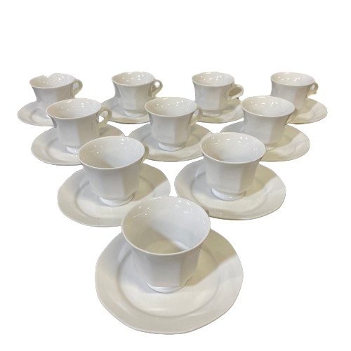 Servis 10-delar Kopp med Fat Porslin Vit Design