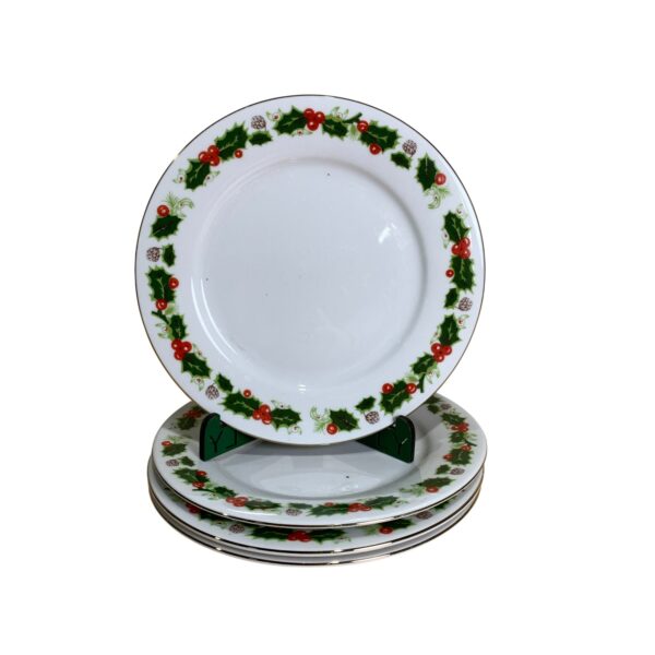 China 4st Assietter Mistel 18cm Vintage Jul Julporslin Grön Röd
