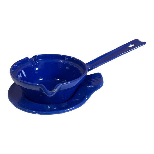 Smörpanna Smörsmältare Blå Smör Panna Smältare Gjutjärn Vintage