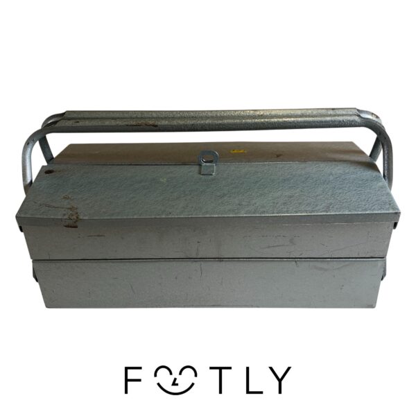 Verktygslåda med verktyg Grå Skruv Beslag Måttband Skjutmått