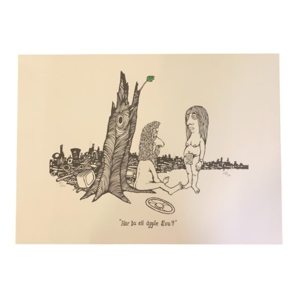 EWERT KARLSSON Har Du ett äpple Eva? Färg Litografi Signerad EWK Numrerad 72