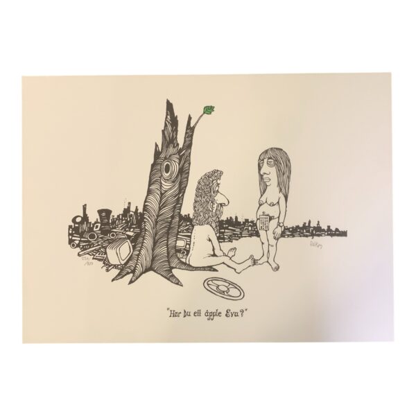 EWERT KARLSSON Har Du ett äpple Eva? Färg Litografi Signerad EWK Numrerad 226