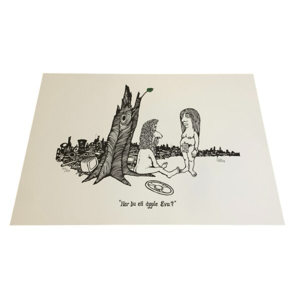 EWERT KARLSSON Har Du ett äpple Eva? Färg Litografi Signerad EWK Numrerad 158