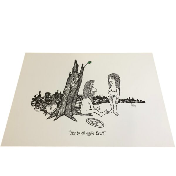 EWERT KARLSSON Har Du ett äpple Eva? Färg Litografi Signerad EWK Numrerad 151