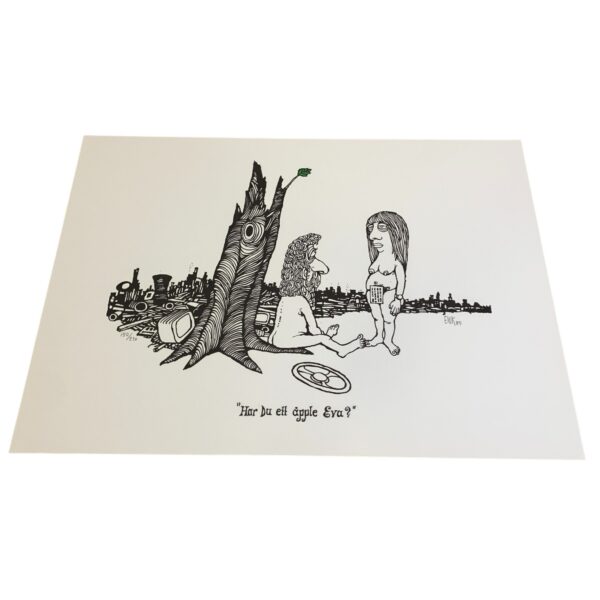 EWERT KARLSSON Har Du ett äpple Eva? Färg Litografi Signerad EWK Numrerad 150