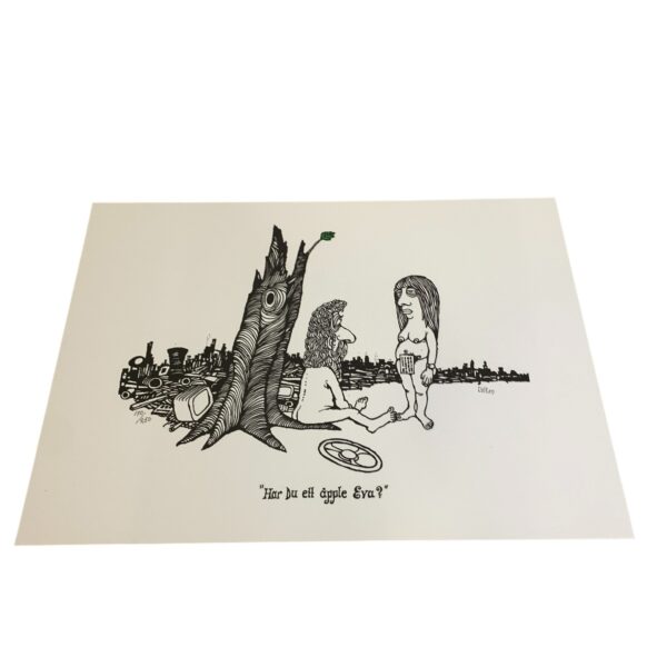 EWERT KARLSSON Har Du ett äpple Eva? Färg Litografi Signerad EWK Numrerad 170