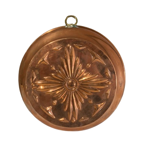 Kopparform rund väggform mönstrad 1 1/2 L mässingsögla vintage