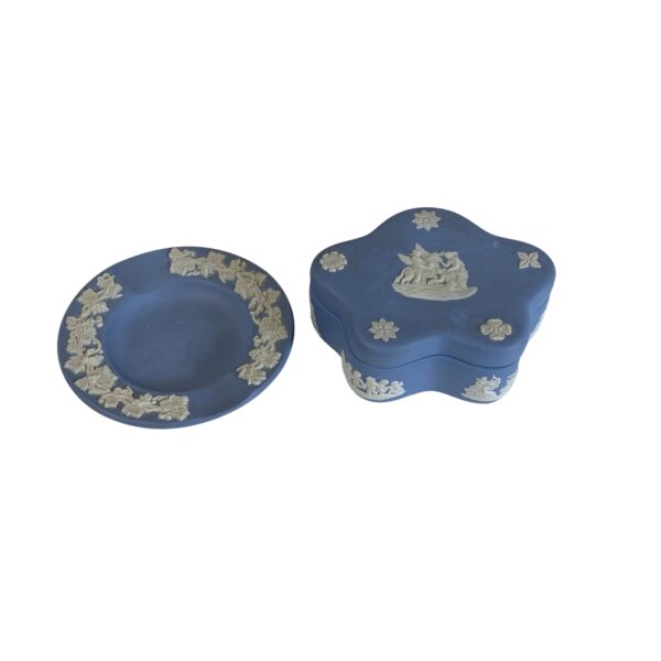 Wedgwood Jasperware Fat & Ask Blå Vintage England Porslin