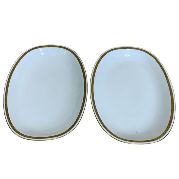 Rörstrand 2st Fat Vit Guldkant Retro Vintage Uppläggningsfat