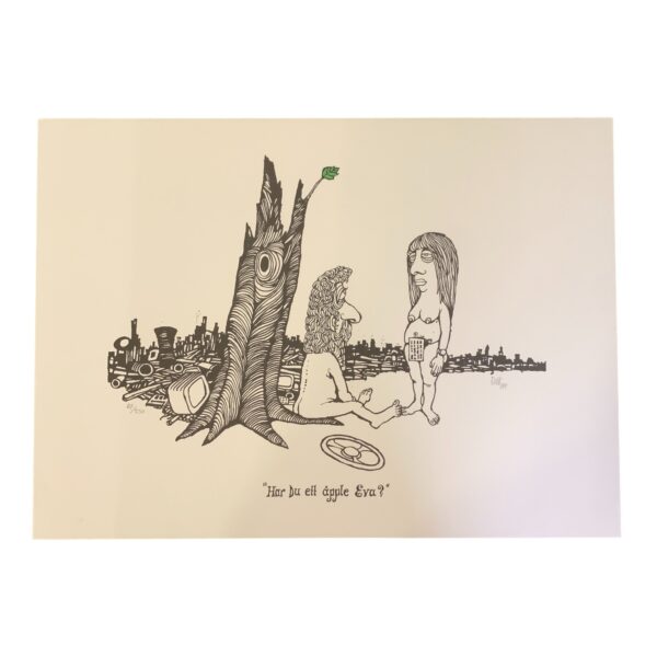 EWERT KARLSSON Har Du ett äpple Eva? Färg Litografi Signerad EWK Numrerad 67