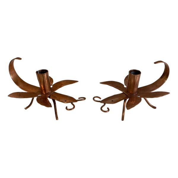 Koppar Ljusstake 2st Fjäril Design Signerad S Borg Jönköping
