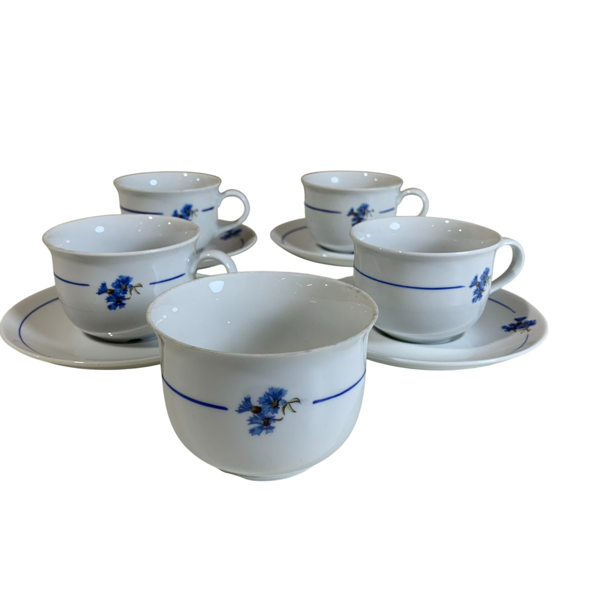 Mariehult Sweden Blåklint 4st Koppar & Fat Sockerskål Vit 7,5cm Design Skål
